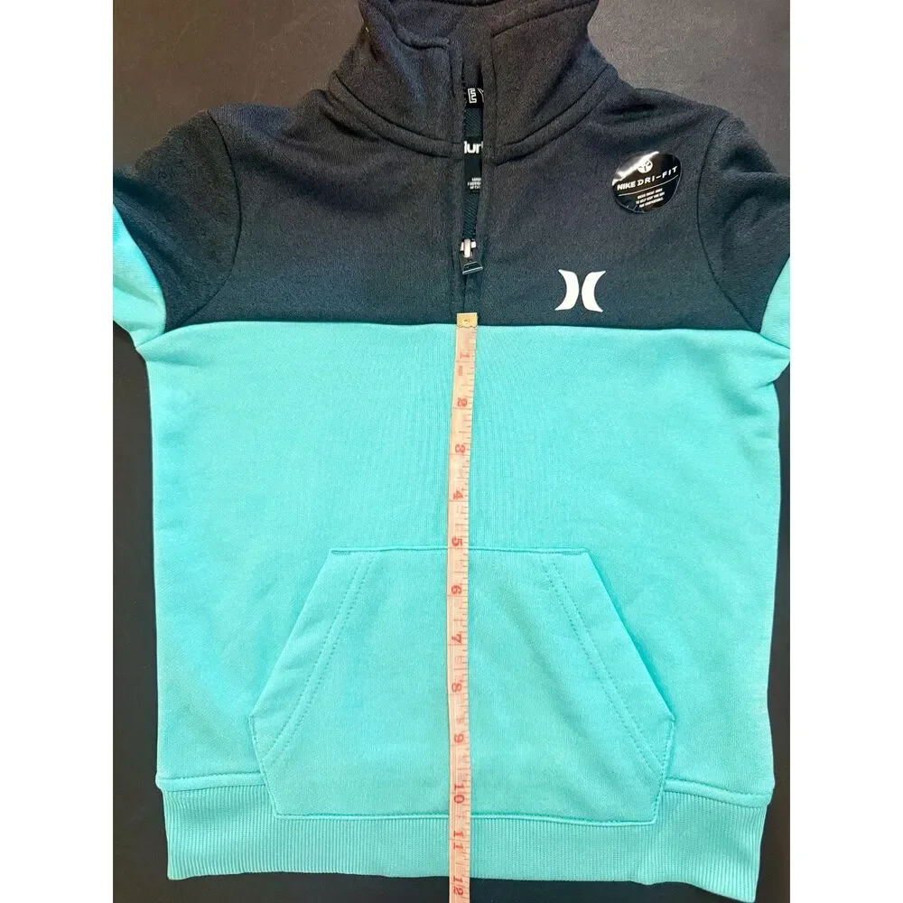 Hurley Boys Half Zip Pullover Jacket Size 4 Teal Black NWT